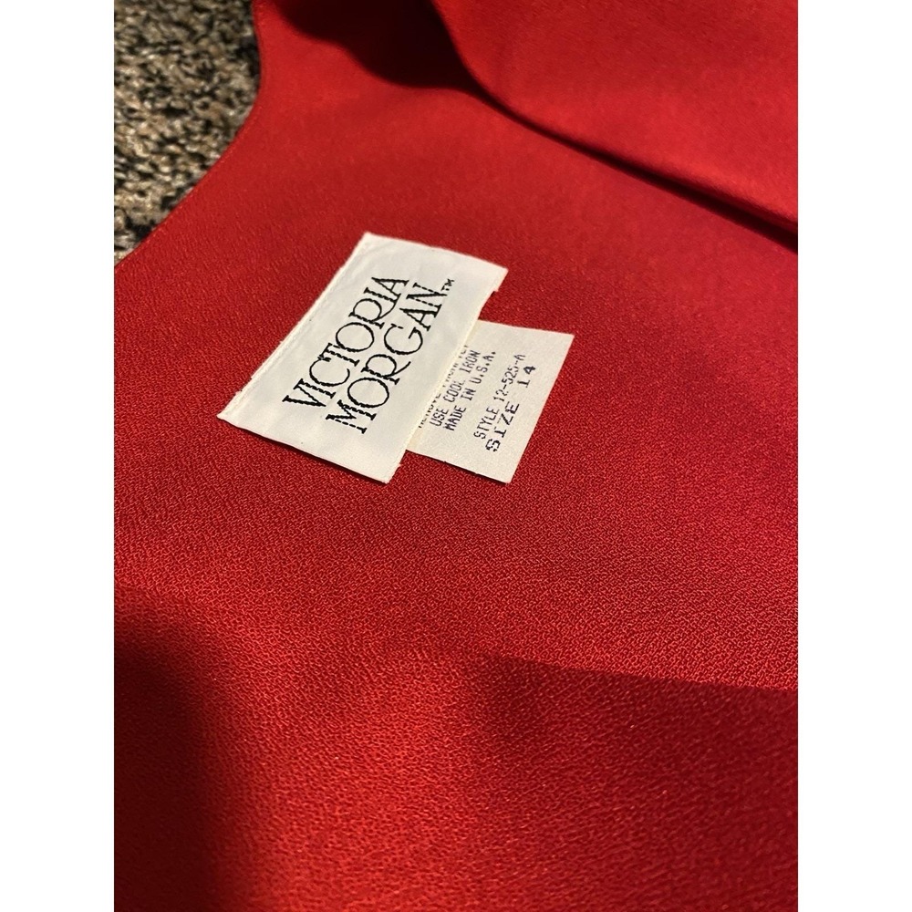 Vintage Victoria Morgan Red 1 Button Blazer With Shoulder Pads Size Woman's 14 - Picture 3 of 6